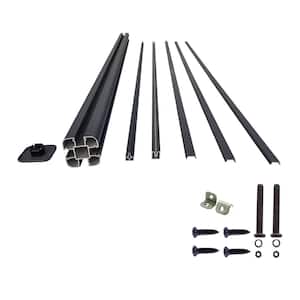 3 in. x 3 in. x 6 ft. Gray Aluminum Alloy Fence End Post Kit for 6 in. x 6 in. EP Fence Series