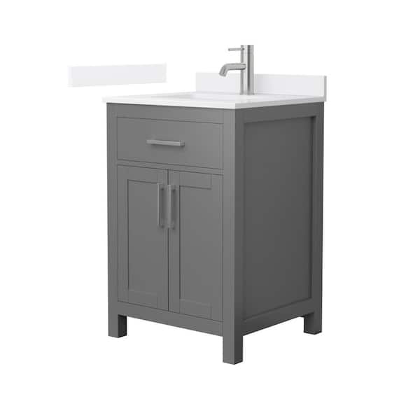 Beckett 24 in. Single Freestanding Dark Gray Bath Vanity with White Quartz Top (Assembled)