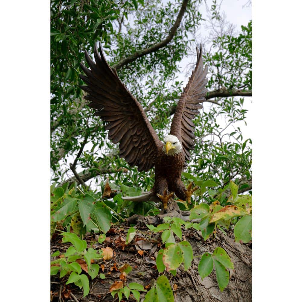 Large Brown and White Polyresin Flying Eagle Garden Statue