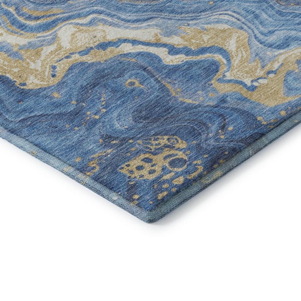 Mayfield Premium Machine Washable Abstract AMF1701 Blue 10 ft. x 14 ft. Area Rug