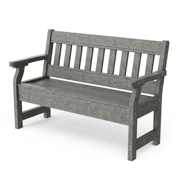 Wildridge Heritage Dark Gray HDPE Plastic Outdoor Garden Bench