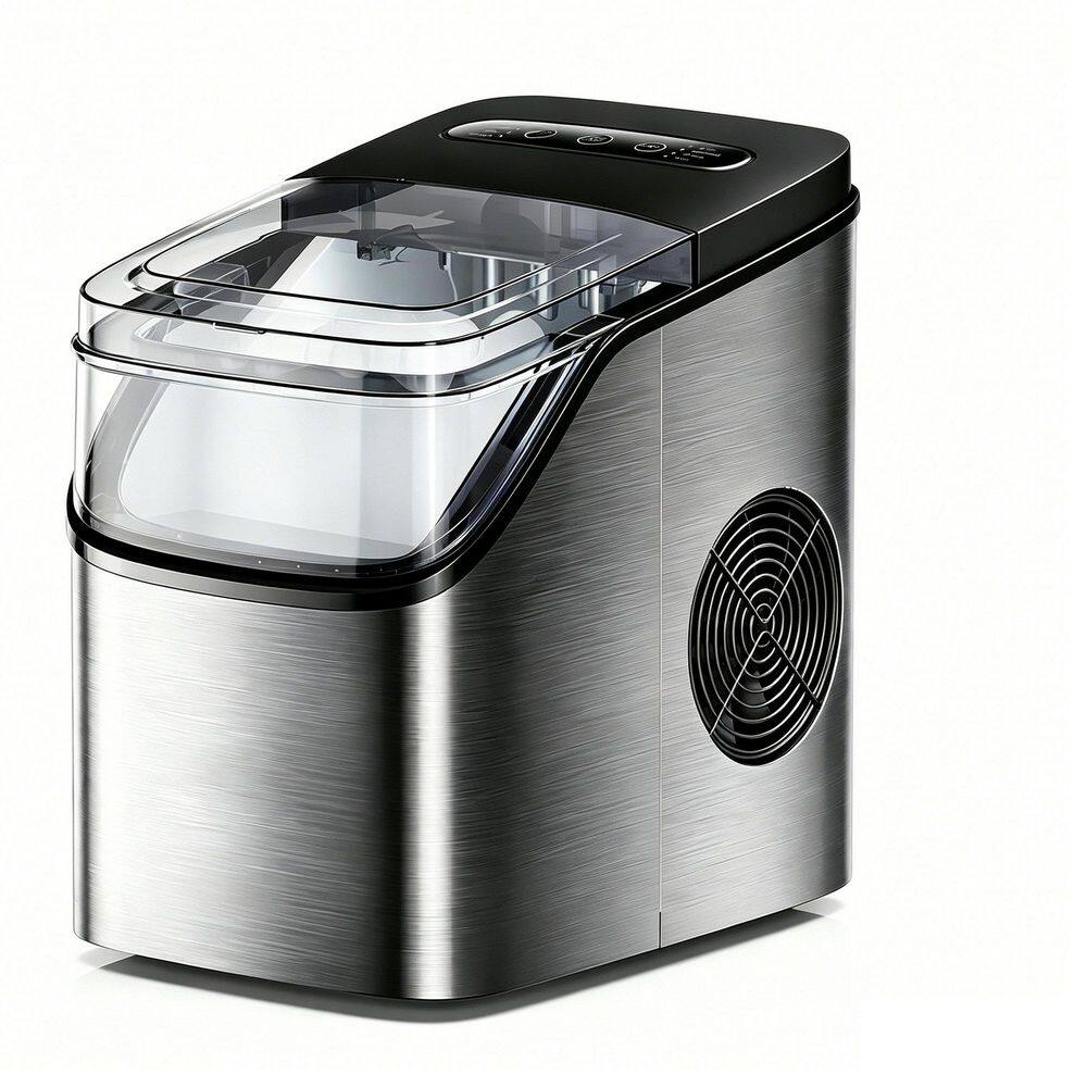 9.45 in. 26 lbs./24Hrs Portable CountertopIce Maker in, Silver, Ice Scoop, Self Cleaning RGB Lights, Bullet Cubes price history on PriceWatchPro