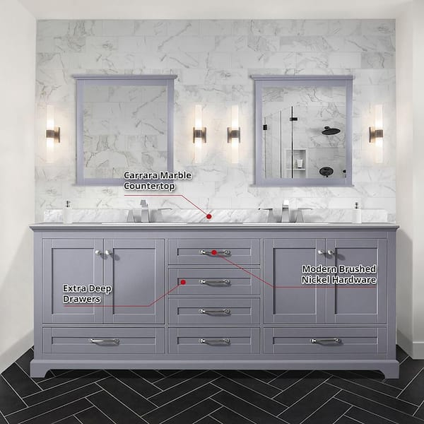 Lexora Dukes 84 in. W x 22 in. D Navy Blue Double Bath Vanity