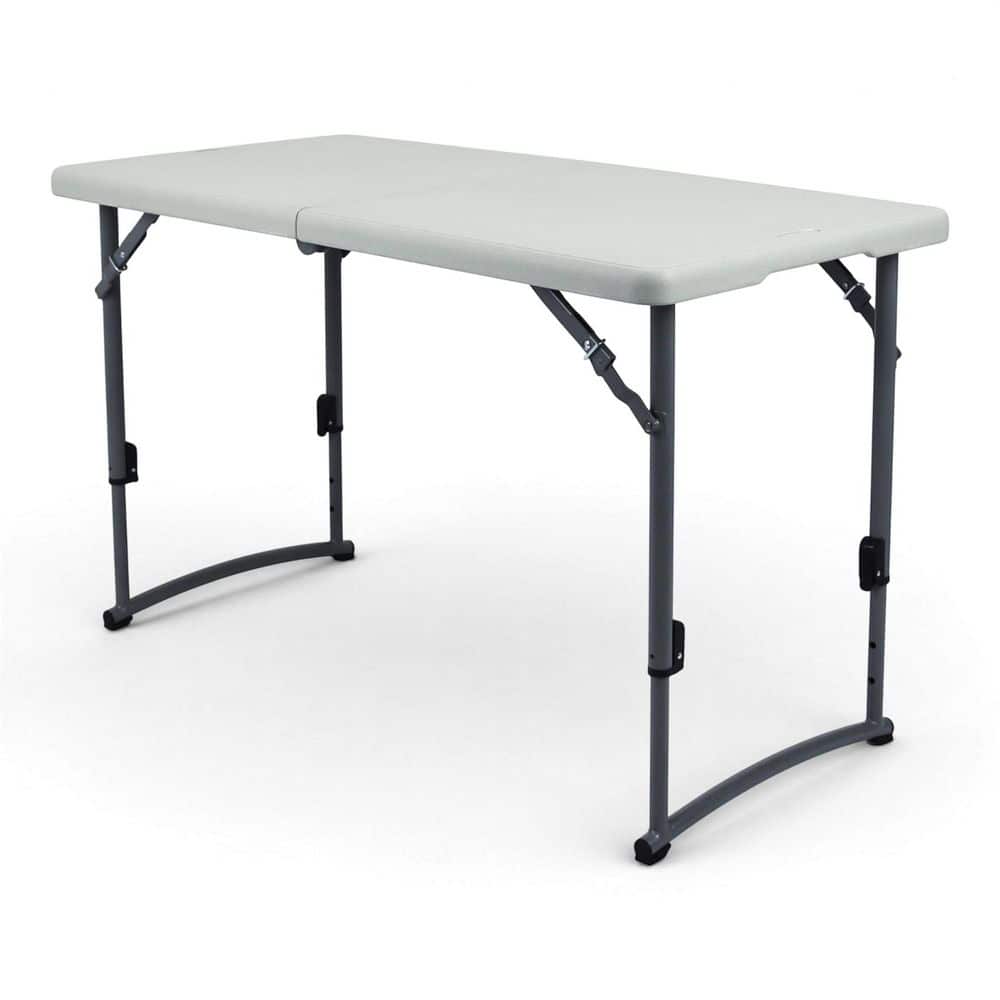 Derek 48 in. L Rectangular Speckled Grey Plastic Top Adjustable Height Fold-in-Half Folding Table
