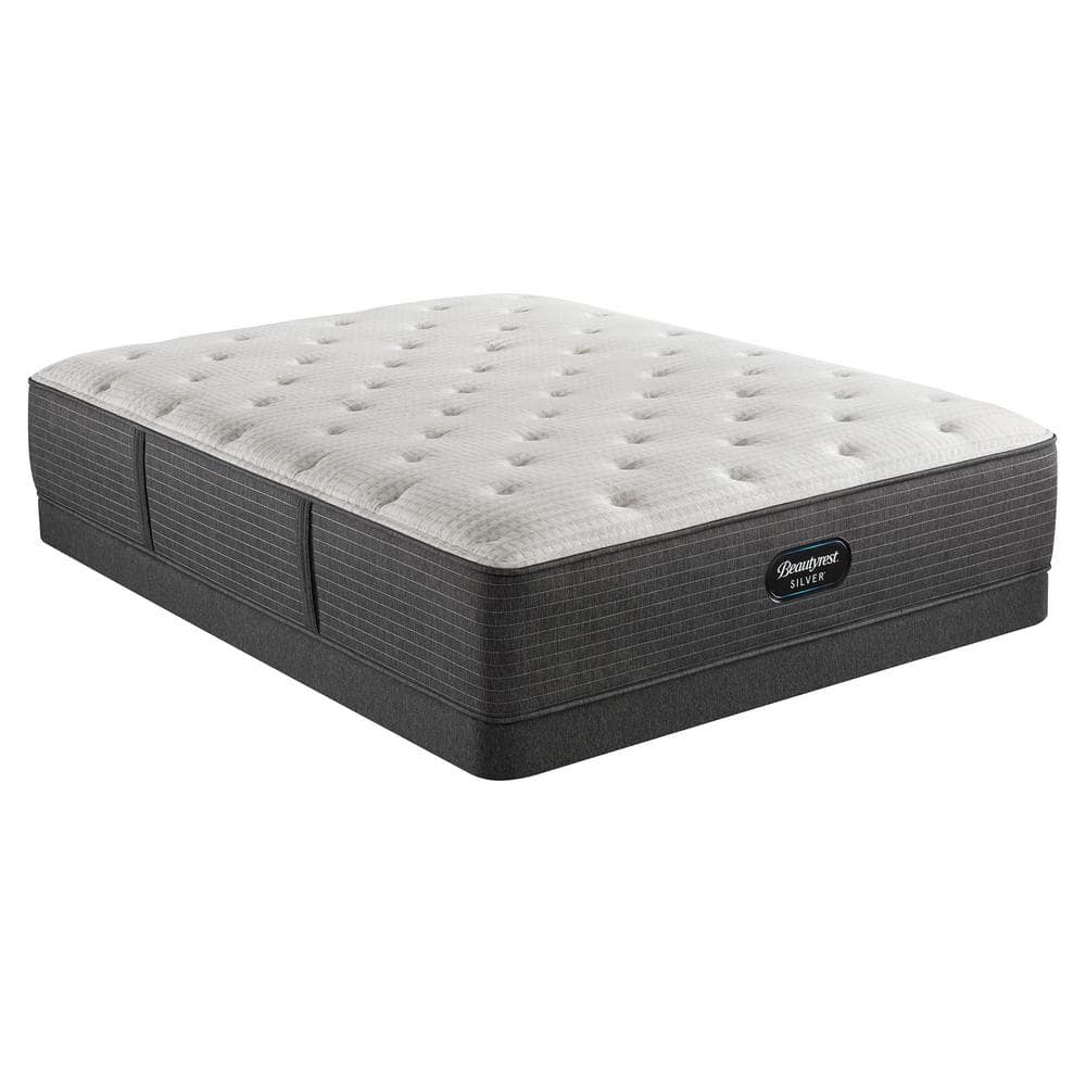 California King White and Gray Pillowtop Gel Memory Foam Mattress with Boxspring