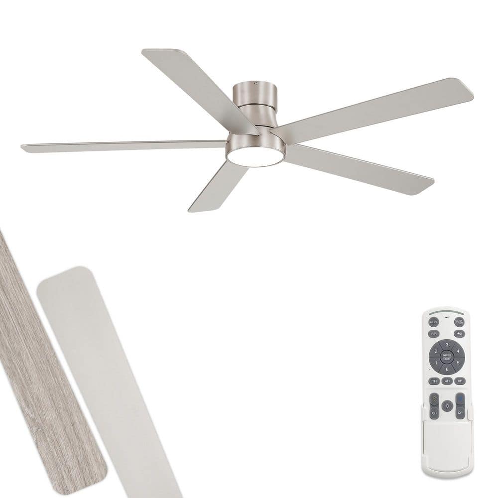 60 in. Indoor Low Profile Brushed Nickel Dimmable 6-Speed Flush Mount Standard Ceiling Fan with Lights for Living Room price history on PriceWatchPro