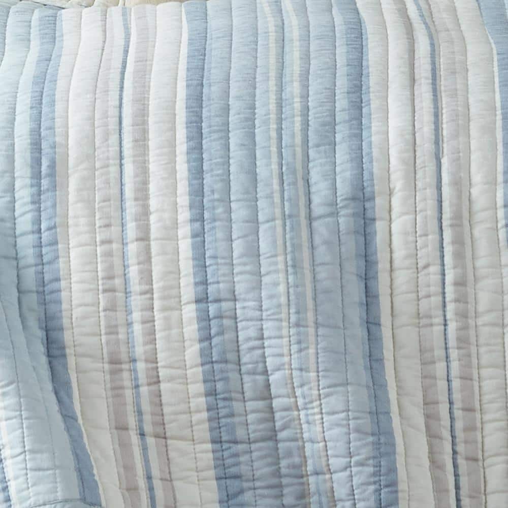Twin Blue Cotton Reversible Nautical Quilt Set