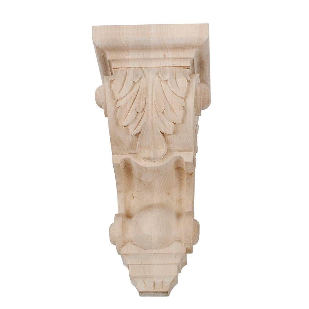 Small Hand Carved Red Oak Acanthus Leaf Wood Corbel