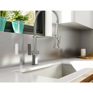 Bricky S2 Silver Stainless Steel 11.81 in. x 11.42 in. x 5 mm Metal Peel and Stick Wall Mosaic Tile