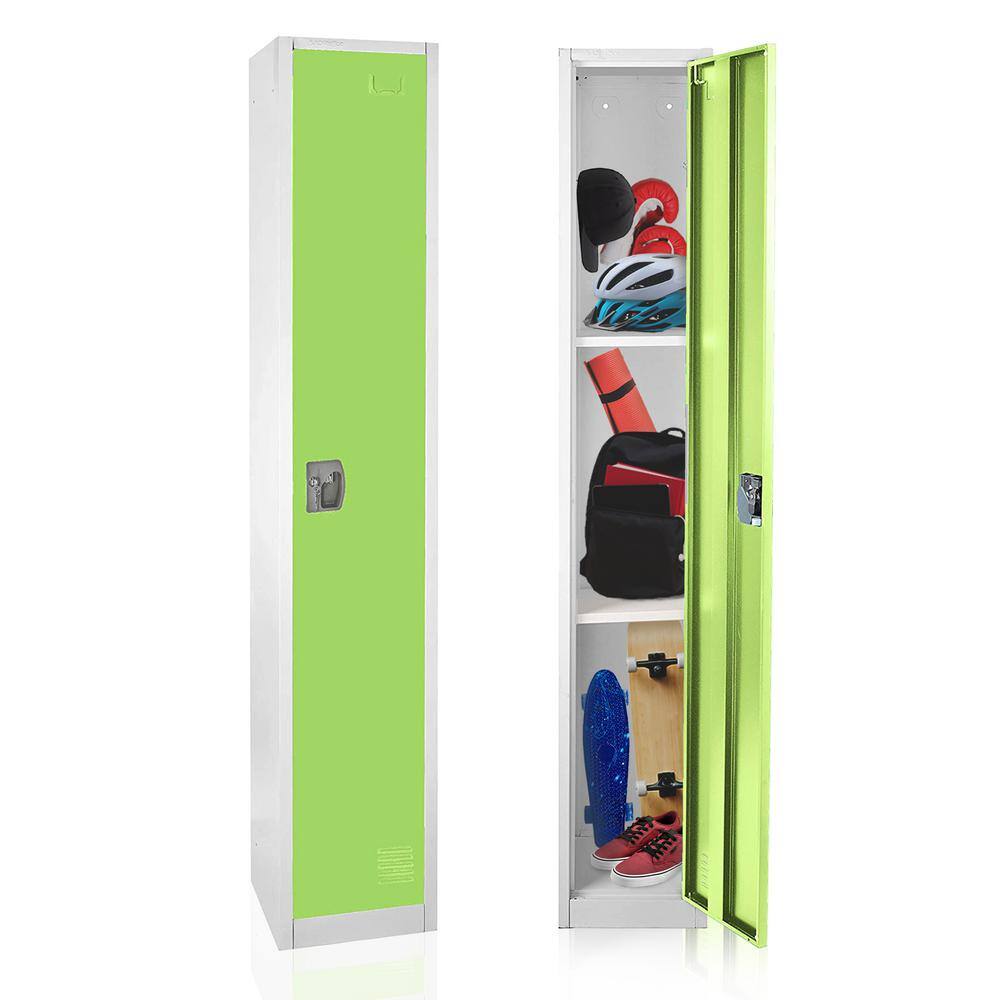 Green Steel Freestanding Locker with Adjustable Shelving