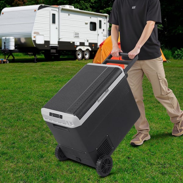2.24 cu. ft. Car Refrigerator Outdoor Refrigerator with Cooler and Wheels, LED in Black, DC/AC Powered for Travel