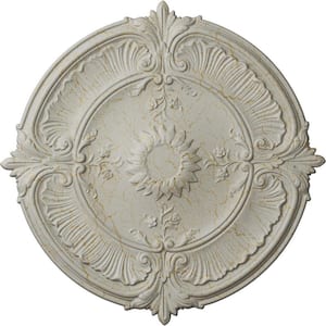 1-1/2 in. x 30-1/8 in. x 30-1/8 in. Polyurethane Attica Acanthus Leaf Ceiling Medallion, Pot of Cream Crackle