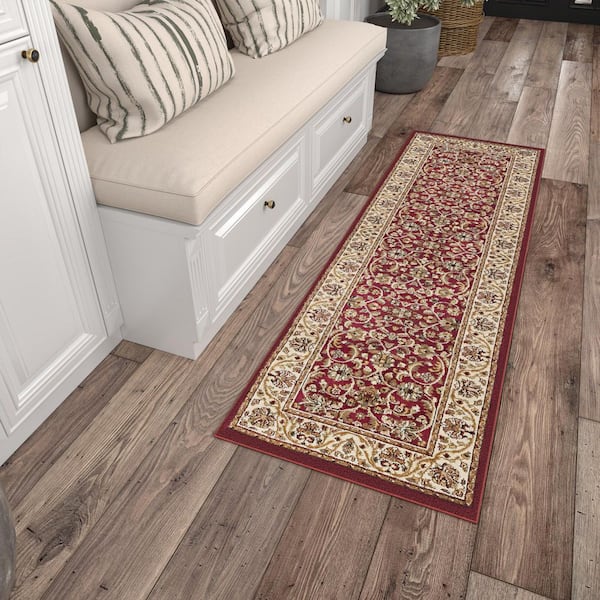 Sensation Border Red 2 ft. x 8 ft. Indoor Runner Rug