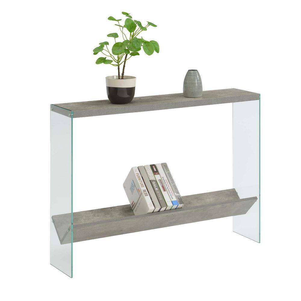 SoHo V Faux Birch 42" Glass-Top Console Table with Storage Shelf