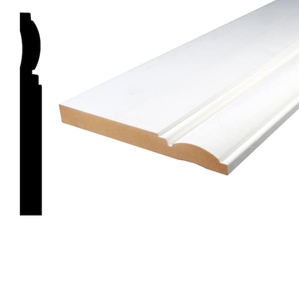 Pro Pack 3/4 in. x 7 in. x 96 in. Primed White MDF Baseboard Moulding (2-Pack − 16 Total Linear Feet)