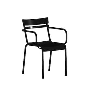 Black Steel Outdoor Dining Chair in Black