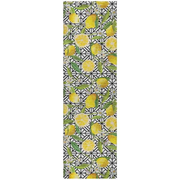 Dream Shag Premium Machine Washable Abstract ADS160 Yellow 2 ft. x 7 ft. Runner Rug