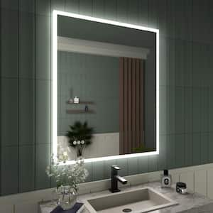 30 in. W x 36 in. H Frameless LED Single Bathroom Vanity Mirror in Polished Crystal