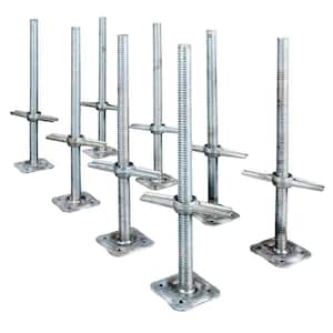 24 in. Adjustable Scaffolding Leveling Jacks in Galvanized Steel with Heavy Duty Base Plate and Wing Nut Screw (8-Pack)