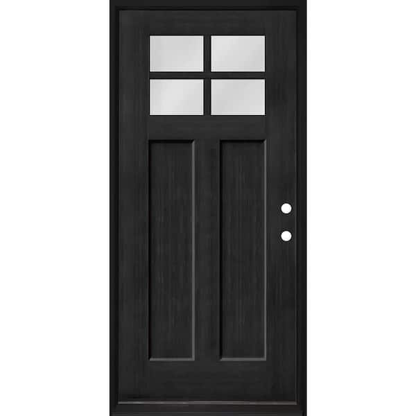 Regency 36 in. x 80 in. 4 Lite 1/4 Toplite LHIS Clear Glass Onyx Stained Fir Grain Fiberglass Prehung Front Door
