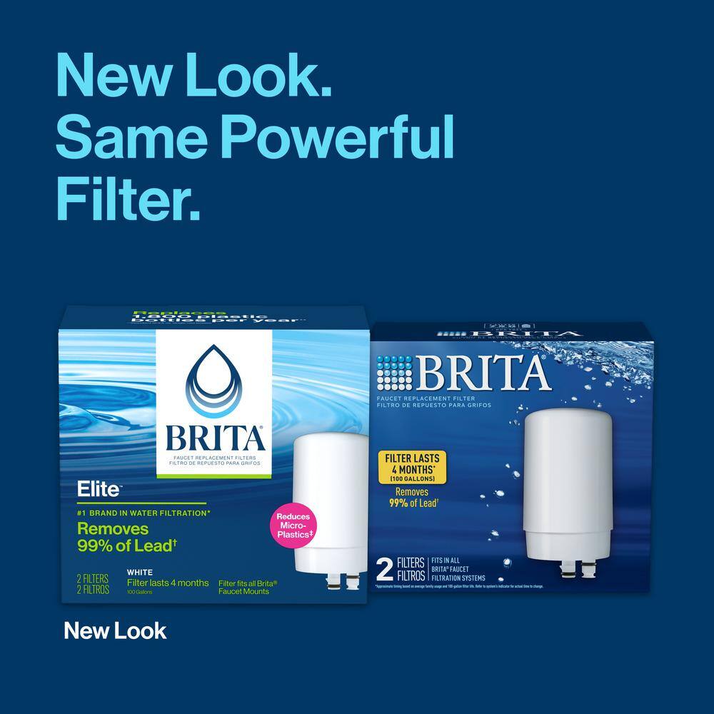 Brita White Faucet Water Filter Replacement Cartridges, 2-Pack
