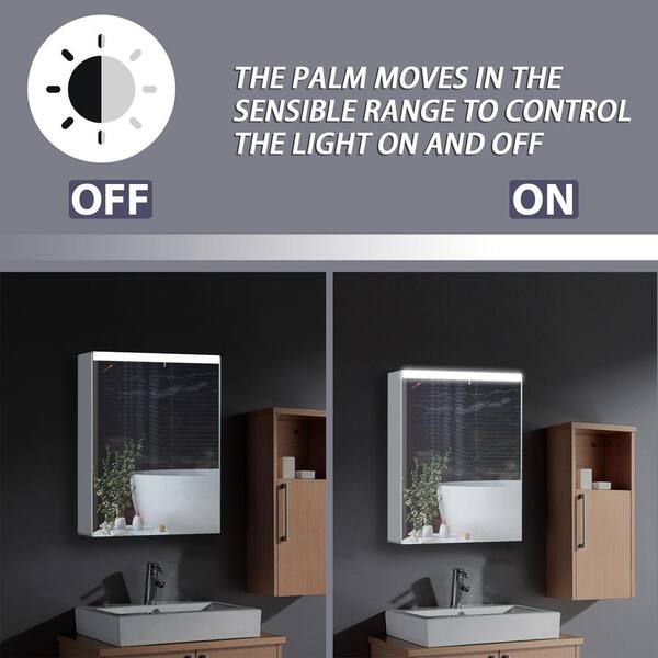 Inster 24 In W X 30 In H Silver Surface Mount Single Door Led Double Sided Mirror Medicine Cabinet With Mirror Door Right Open Wshdrmmc0013 The Home Depot