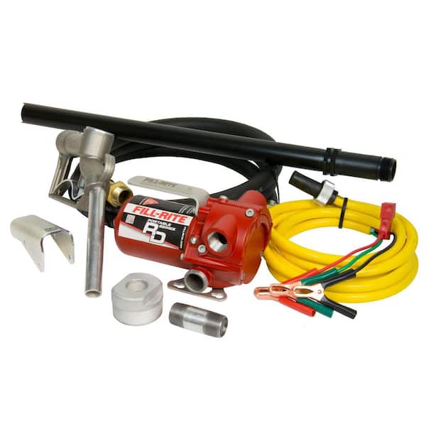 FILL-RITE 12-Volt 8 GPM 1/6 HP Portable Fuel Transfer Utility Pump with Nozzle, Suction Pipe and 8 in. Hose
