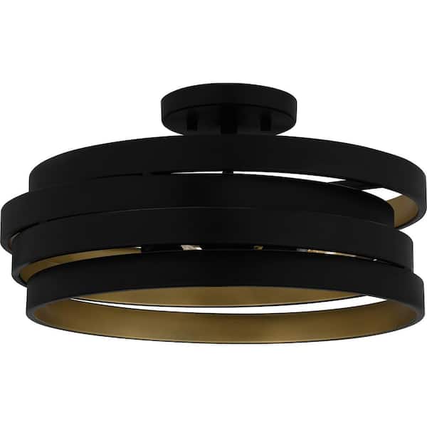 Quoizel Berner 16 in. 3-Light Matte Black Semi-Flush Mount