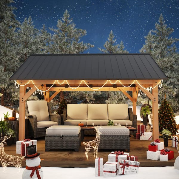 Gardenbee 11 ft. x 13 ft. Spruce Wood Frame Hardtop Outdoor