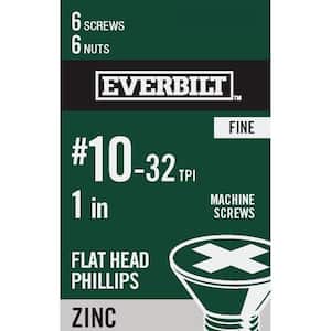 #10-32 x 1 in. Phillips Flat Head Zinc Plated Machine Screw (6-Pack)