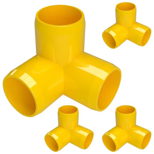 Formufit 1 in. Furniture Grade PVC 3-Way Elbow in Yellow (4-Pack)