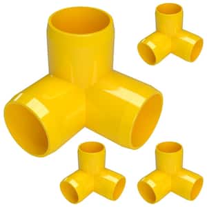 1-1/4 in. Furniture Grade PVC 3-Way Elbow in Yellow (4-Pack)