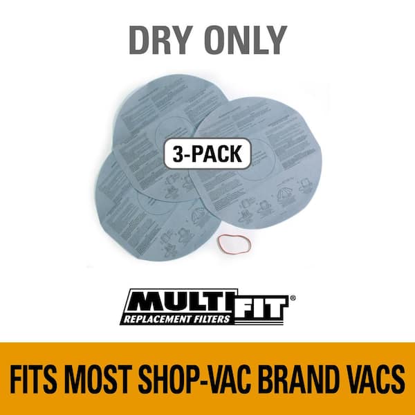 Disposable Dry Pick-up Only Wet Dry Vac Disc Filter with Retainer Band for Select Shop-Vac Brand Shop Vacuums (3-Pack)