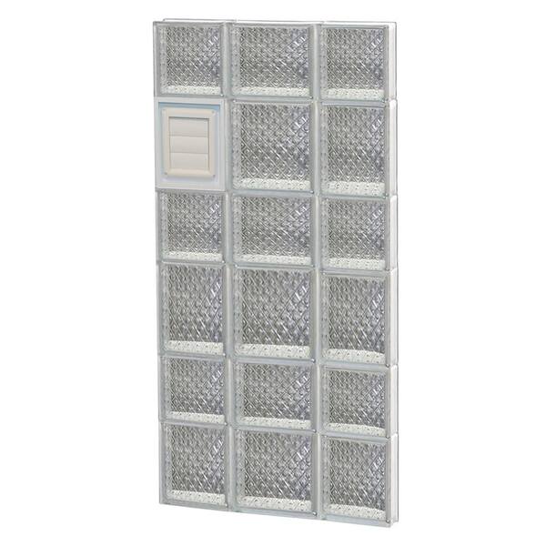 Clearly Secure 19.25 in. x 40.5 in. x 3.125 in. Frameless Diamond Pattern Glass Block Window with Dryer Vent