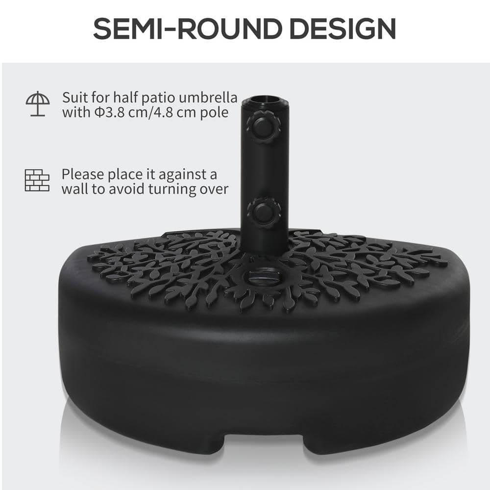 Black Metal Half Round Patio Umbrella Base Stand Holder