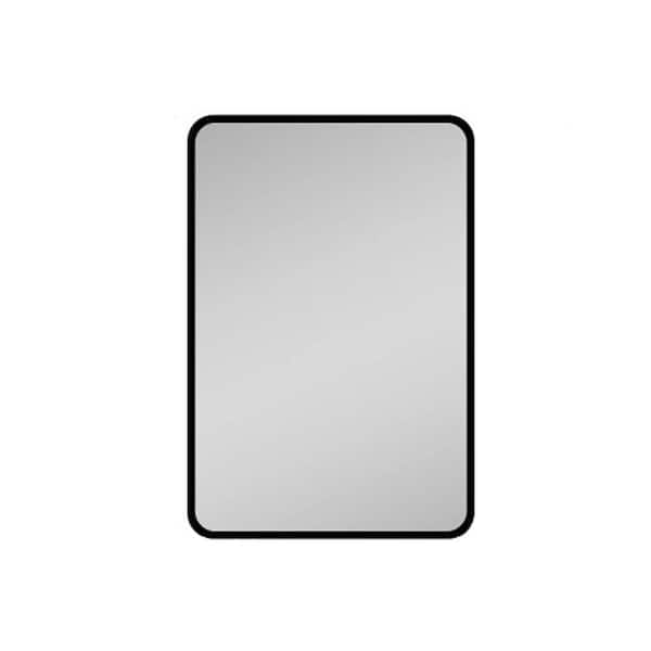 20 in. W x 28 in. H Rectangular Iron Surface Mount Medicine Cabinet with Mirror in Black