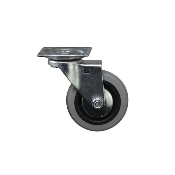 Shepherd 3 in. Gray Rubber Like TPR and Steel Swivel Plate Caster with 121 lb. Load Rating