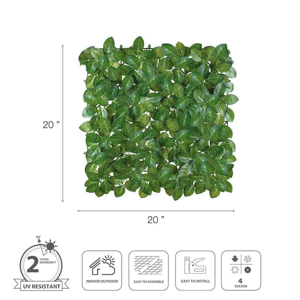 2 in. Green Artificial Chestnut 20 in. x 20 in. Privacy Foliage Panel (2-Peices)