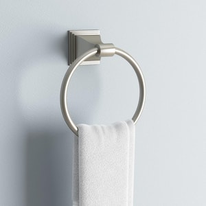 Leonard Collection Towel Ring in Satin Nickel