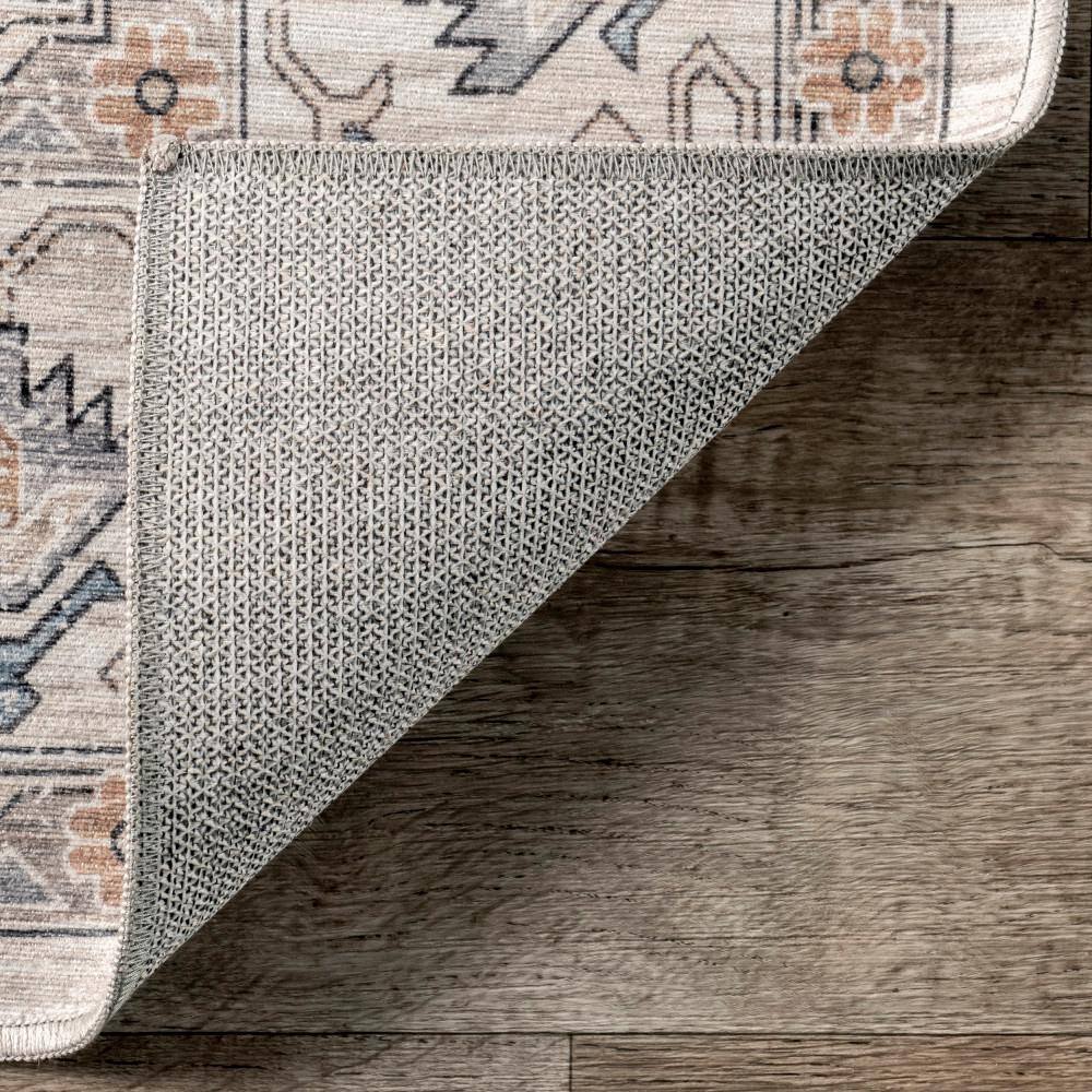 Darby Beige and Ivory Synthetic Flat Woven Washable Area Rug