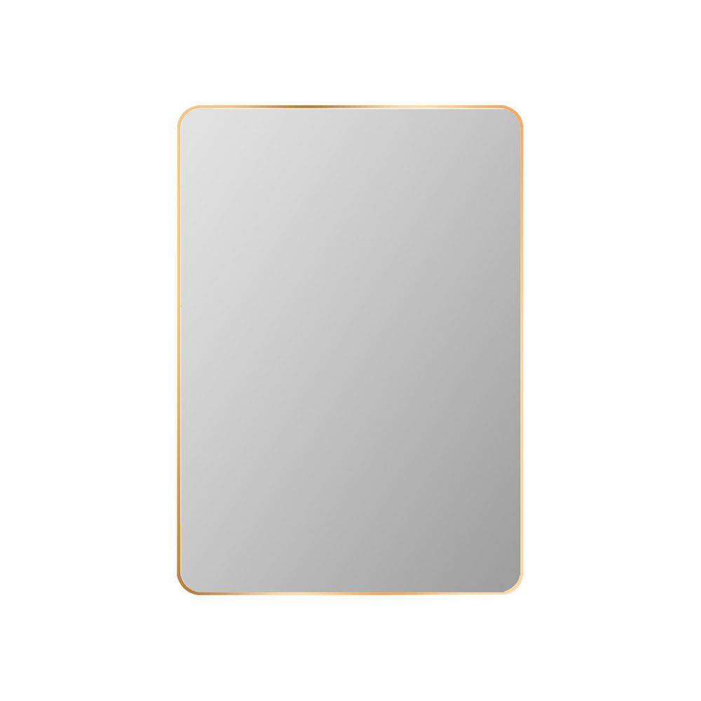 24 in. W x 36 in. H Rectangular Aluminum Alloy Framed Round Wall Mirror Bat