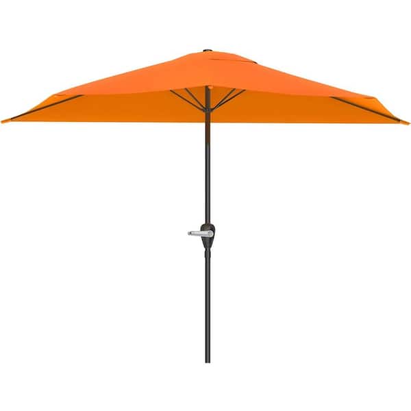 Unbranded 9 ft. Steel Pole Market Half Patio Umbrella in Orange