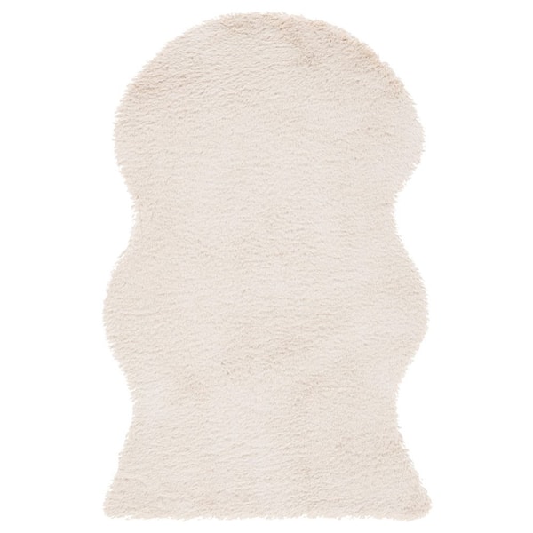 Faux Sheep Skin 2 ft. x 3 ft. Beige Flokati Solid Color Specialty Area Rug