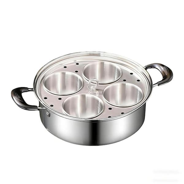 8.66 in. Egg Poacher Pan, Poached Egg Pan, Stainless Steel Egg Pan with 4 Cups Egg Cooker Poached Egg Maker for Kitchen