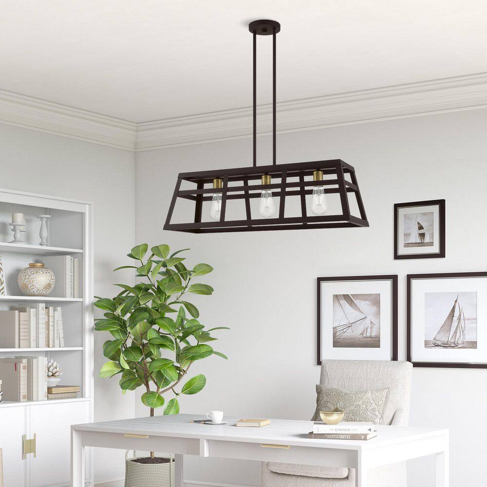 Bronze and Antique Brass 30" Cage Chandelier