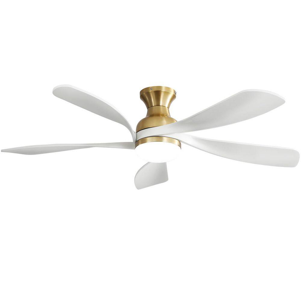 52 in. Outdoor/Indoor Modern Standard Flush Mount White Ceiling Fan with LED Light kits and DC Reversible Remote Control price history on PriceWatchPro