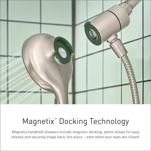 Brecklyn Single-Handle 6-Spray Tub and Shower Faucet with Magnetix Rainshower Combo in Spot Resist Brushed Nickel