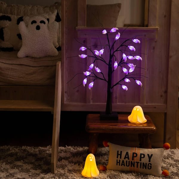 Nearly Natural 2ft. Pre-Lit Artificial Halloween Ghost Twig Tree