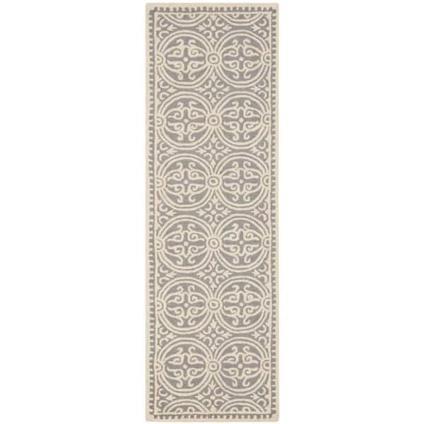 SAFAVIEH Cambridge Silver/Ivory 3 ft. x 8 ft. Geometric Medallion Runner Rug