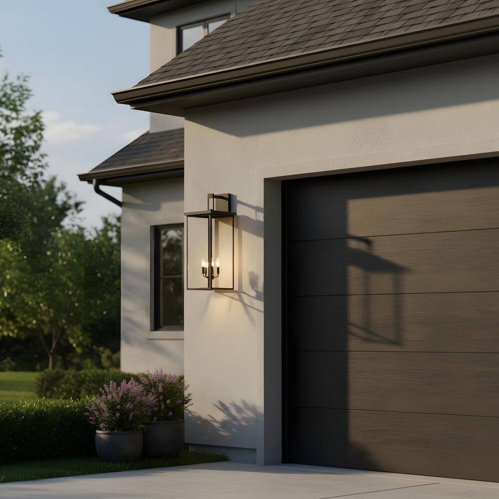 29.5 in. 4-Light Black Outdoor Wall Sconce with Glass Shade price history on PriceWatchPro